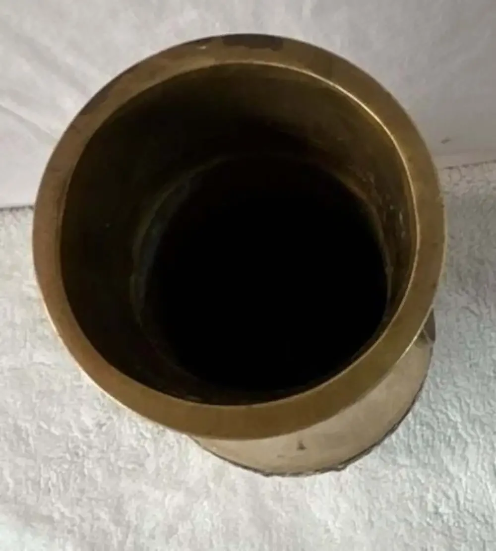Vintage Korean Heavy‎ Brass Dragon Embossed Vase with Ring Handles